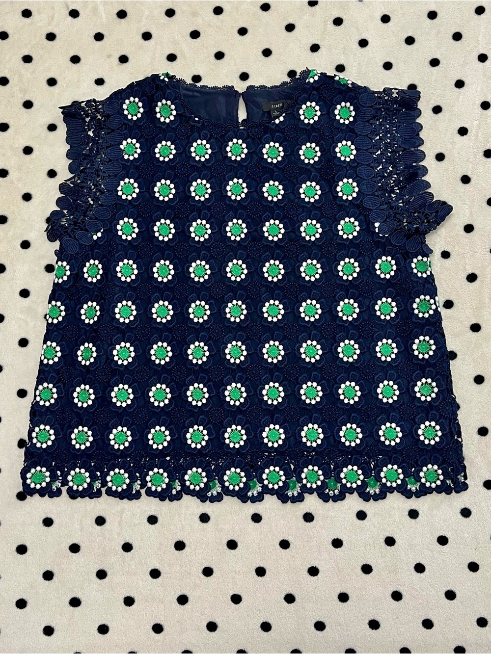 J. Crew Floral Crochet Sleeveless Top Size L